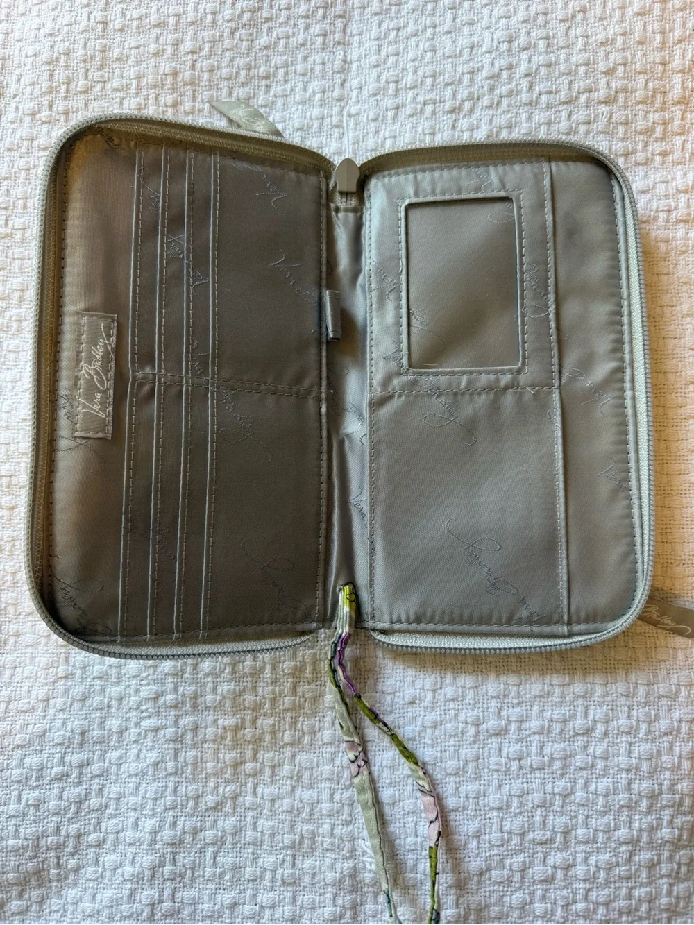 Vera Bradley Quilted Floral Zip Wallet in Gray, Green, Purple, Pink - Picture 3 of 6